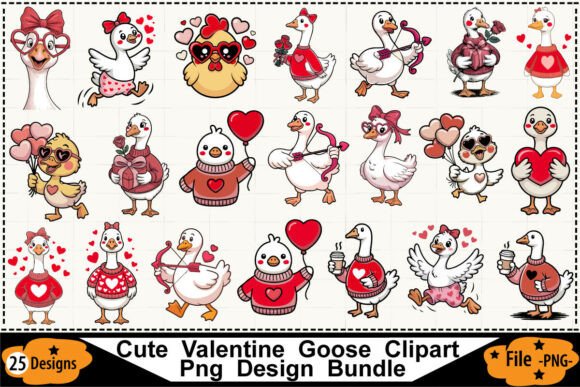 Download Cute Valentine Goose Clipart PNG Bundle - Valentine goose clipart Collection
