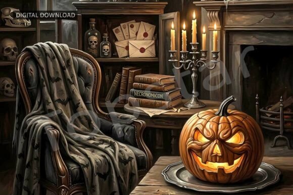 Download Spooky Living Room Halloween Decor Art - Premium Bundle