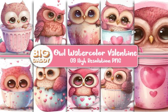 Download Pink Owl Valentine Watercolor Bundle - Valentine watercolor bundle Collection